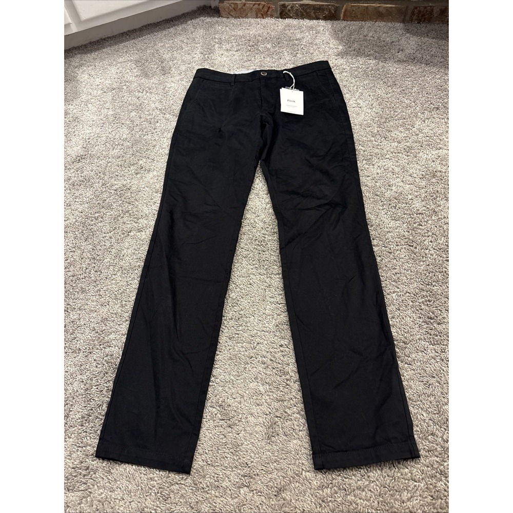 NWT Perk Clothing Feel Good Chino Pants Solid Black Slim Fit Stretch Mens 32x34